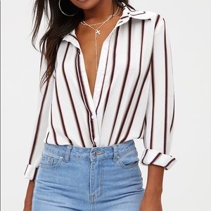 NWT White Satin Stripe Shirt